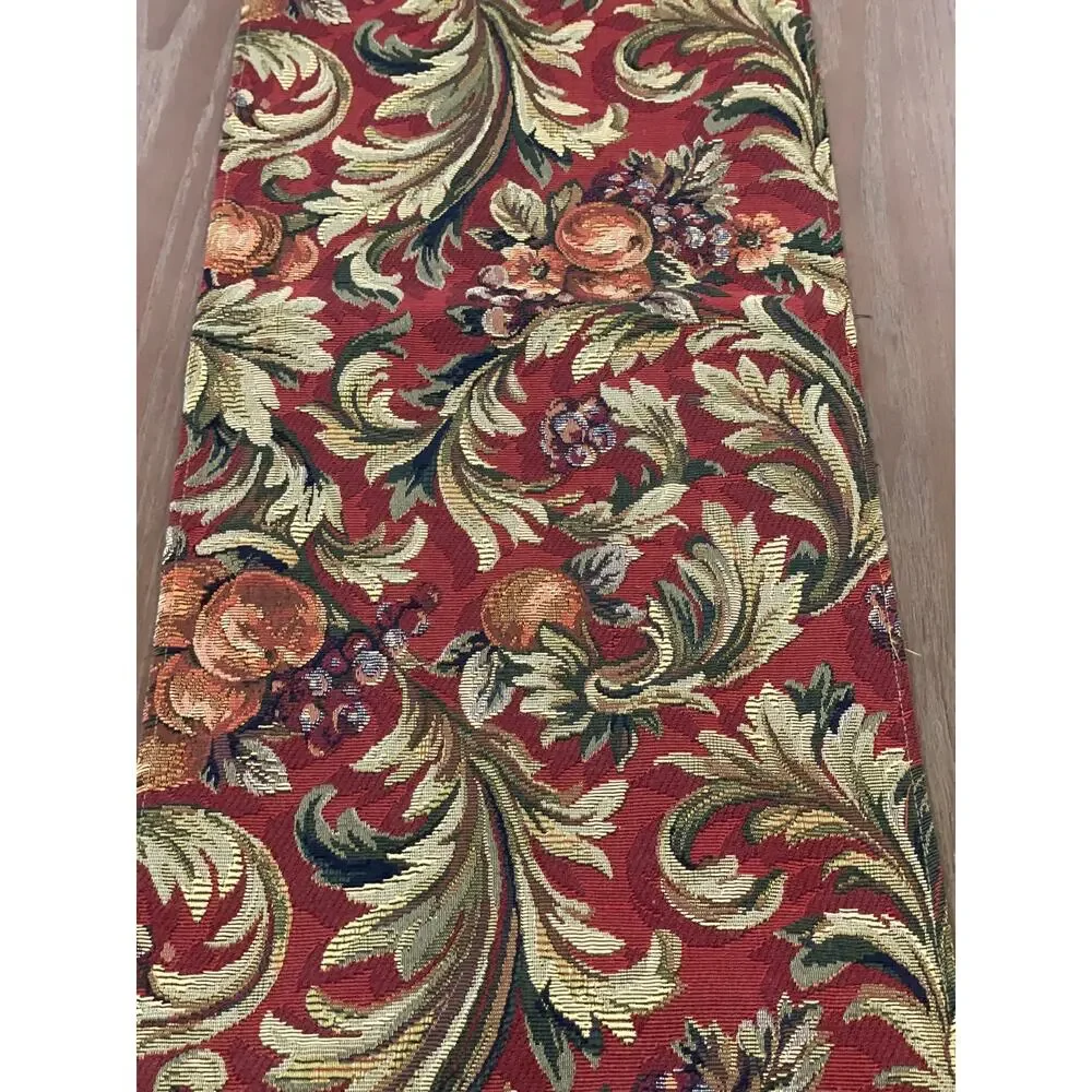 JCPenney Home Collection Tapestry Table Runner 114 Inches Burgundy Sage Gold